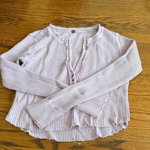 Lilac Kids Button Down Waffle Knit Shirt